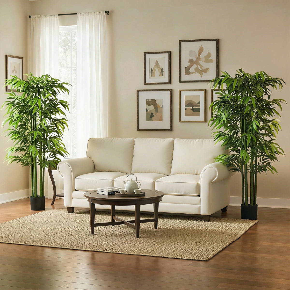 5.3ft Artificial Tree Set of 2, Indoor Fake Bamboo with Pot, for Home, Office, and Living Room Decor