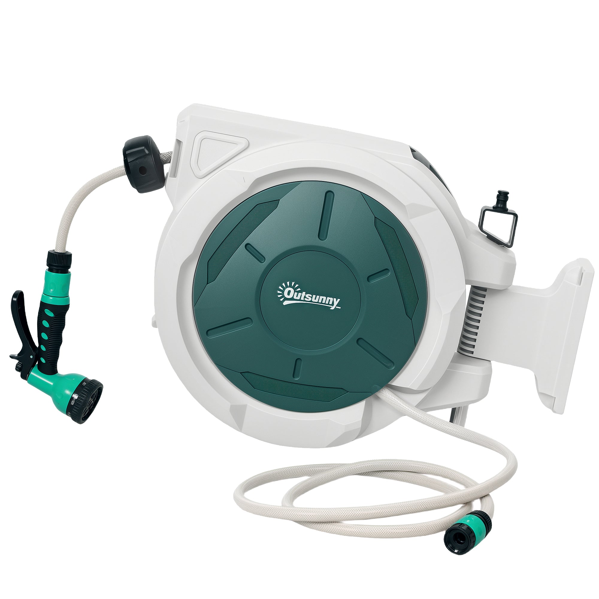 1/2 in x 100ft Wall Mounted Garden Hose Reel, Retractable Water Hose Reel with Auto Rewind, Any Length Lock, Black