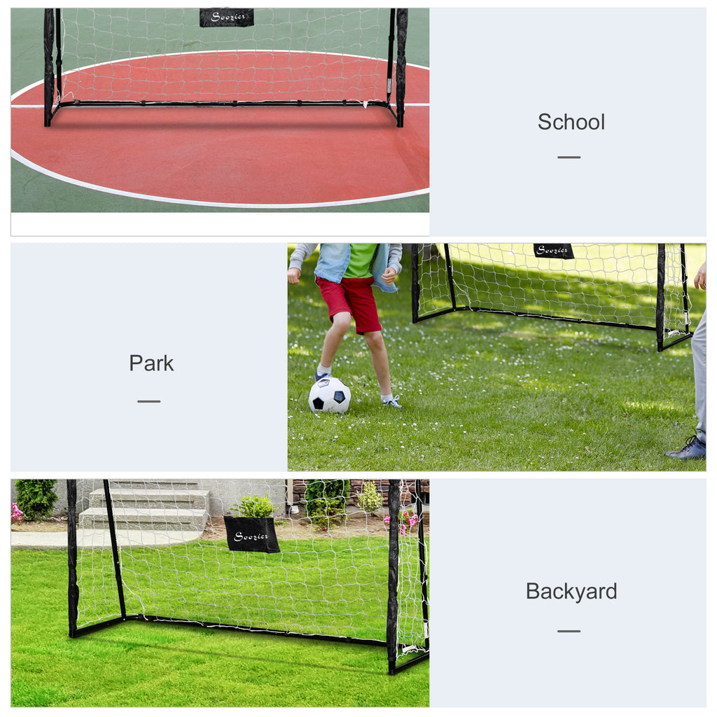 Soozier 6ft x 4ft Soccer Goal Net with Metal Frame, PE Mesh, Ground Stakes, Easy Assembly, Yellow
