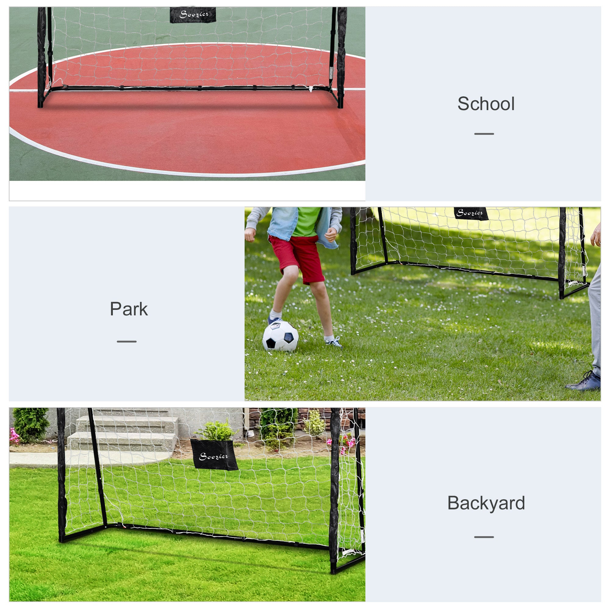 Soozier 6ft x 4ft Soccer Goal Net with Metal Frame, PE Mesh, Ground Stakes, Easy Assembly, Yellow