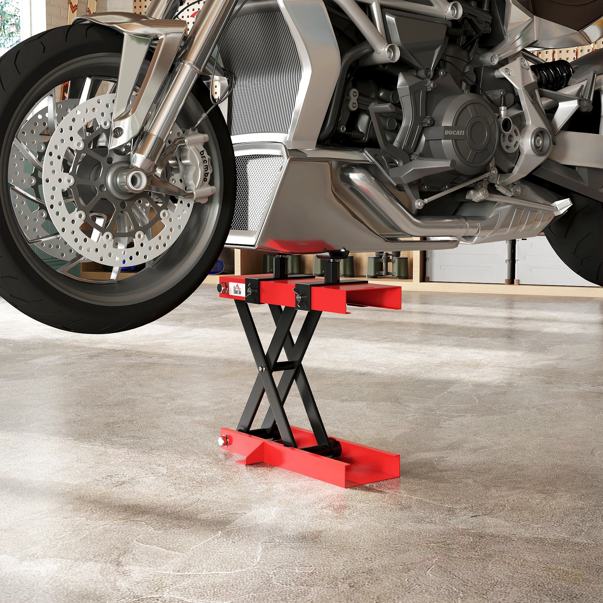 Motorcycle Scissor Lift Jack, 1100 lbs ATV Dirt Bike Stand, 3.7-15.7" Adjustable Height, Red