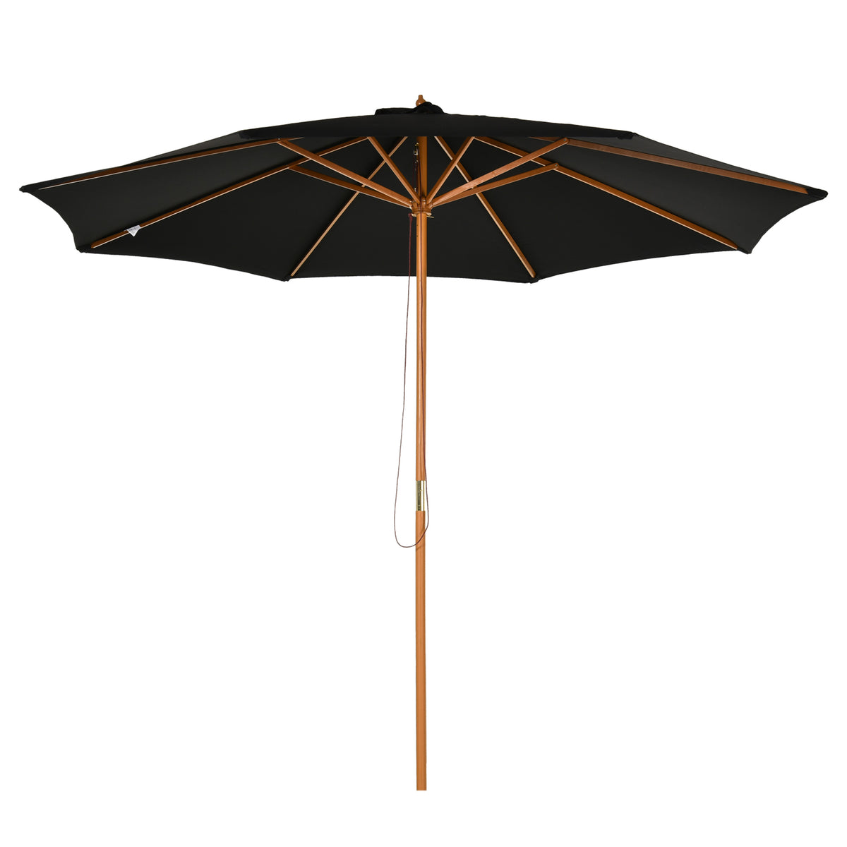 10' x 8' Wooden Patio Umbrella, Garden Parasol, Outdoor Sunshade Canopy with Bamboo Rib for Outdoor, Grey