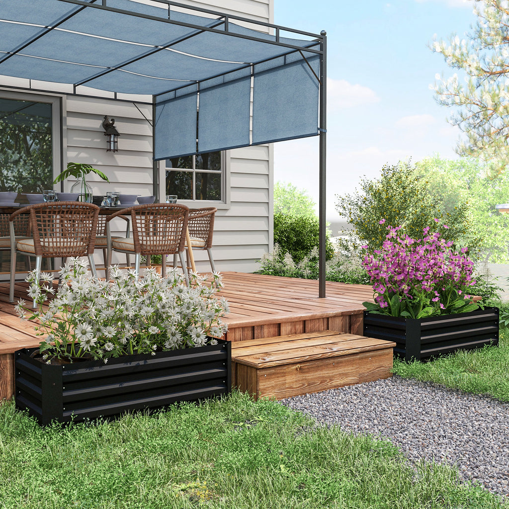 Set of 2 Raised Garden Bed, Steel Elevated Planter Box for Flowers, Herbs, Succulents, 39"x20"x12", Green