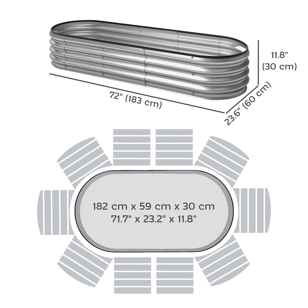 Galvanized Raised Garden Bed, 5 x 3 x 1 ft Modular Metal Garden Beds with Rubber Strip Edging, Silver