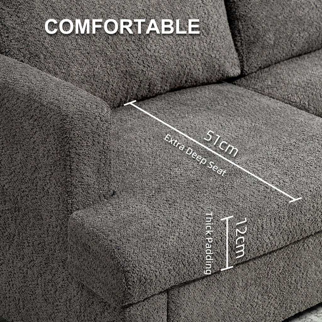 54.3" Loveseat Sofa, 2 Seater Sofa with Removable Cushions, Small Couch with Solid Wood Frame for Living Room, Dark Grey