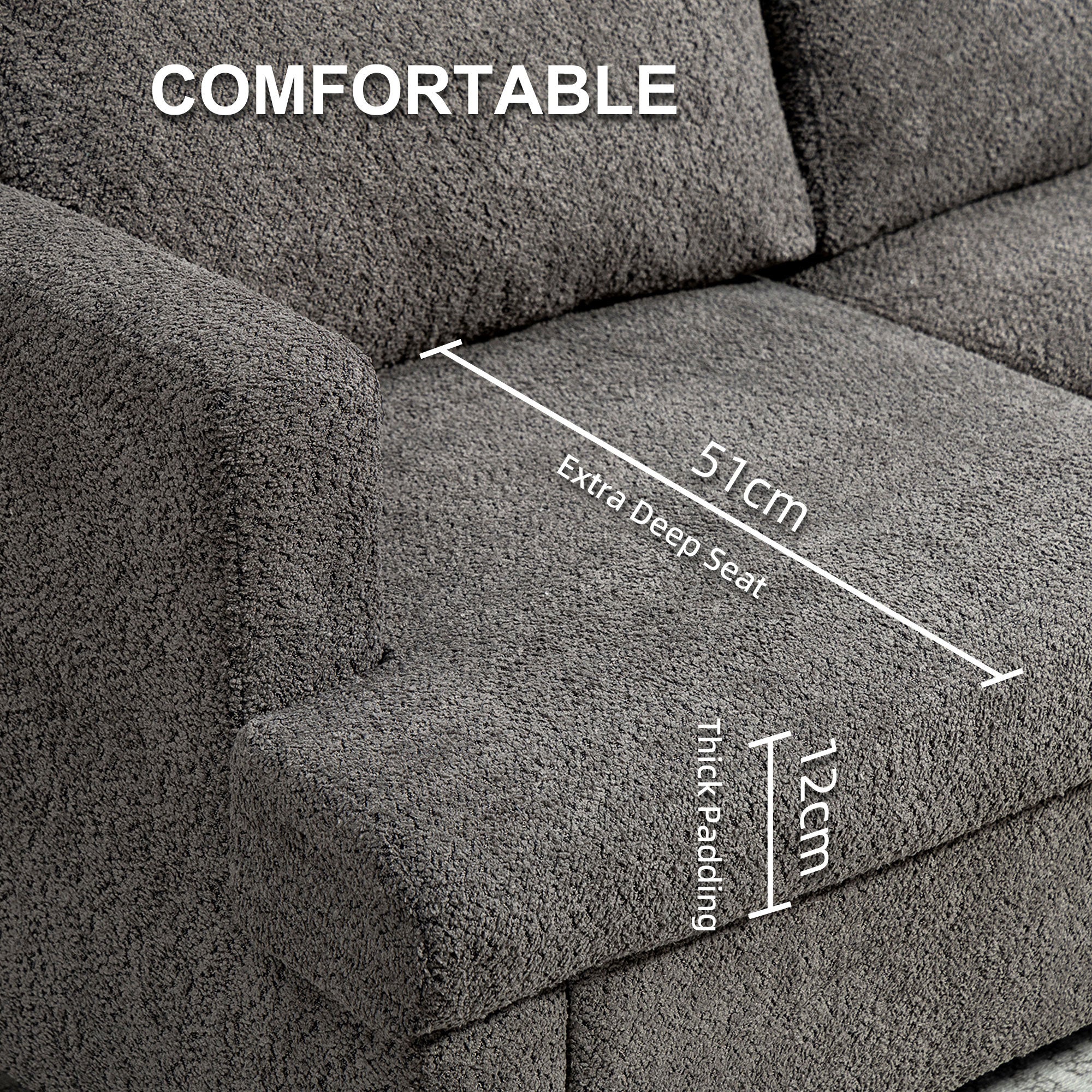 54.3" Loveseat Sofa, 2 Seater Sofa with Removable Cushions, Small Couch with Solid Wood Frame for Living Room, Dark Grey