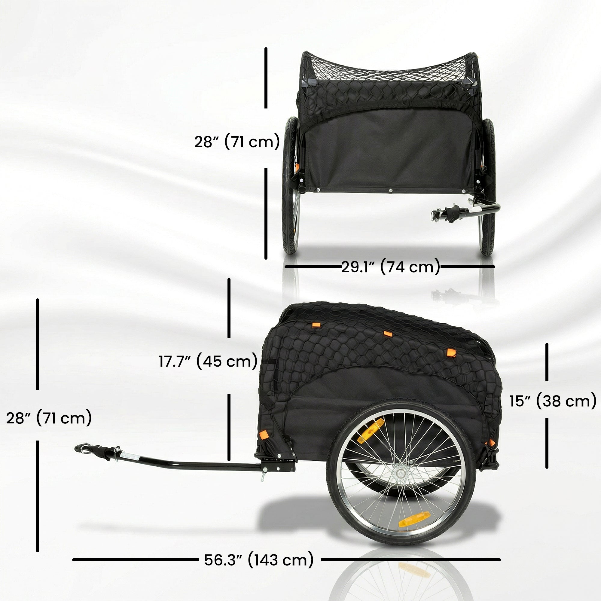 Soozier Bike Cargo Trailer, 45 Gal Bicycle Trailer Wagon Cart with Cargo Net, Quick Release 20" Wheels, Safe Reflectors