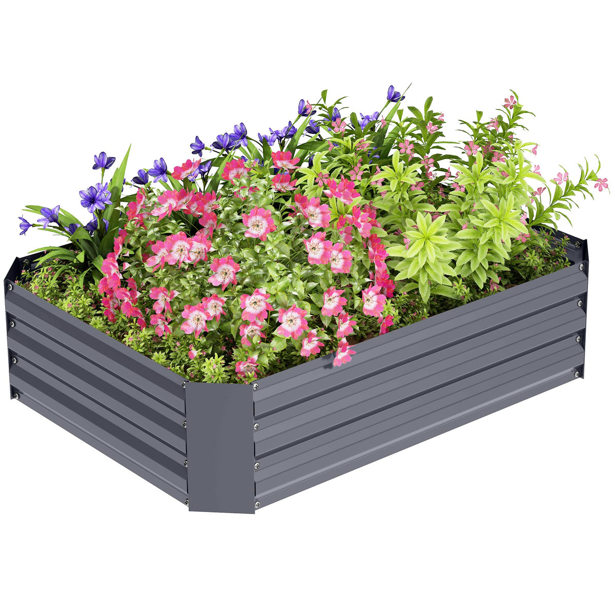 Galvanized Raised Garden Bed, 4' x 3' x 1' Outdoor Metal Planter Box, Raised Bed for Growing Flowers Herbs, Dark Green