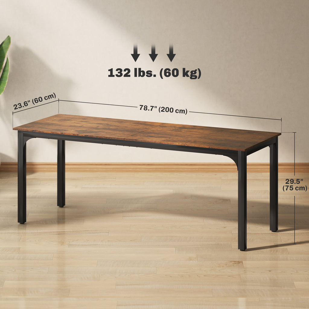 71" Computer Desk, Desktop Desk with Metal Legs, Rustic Brown