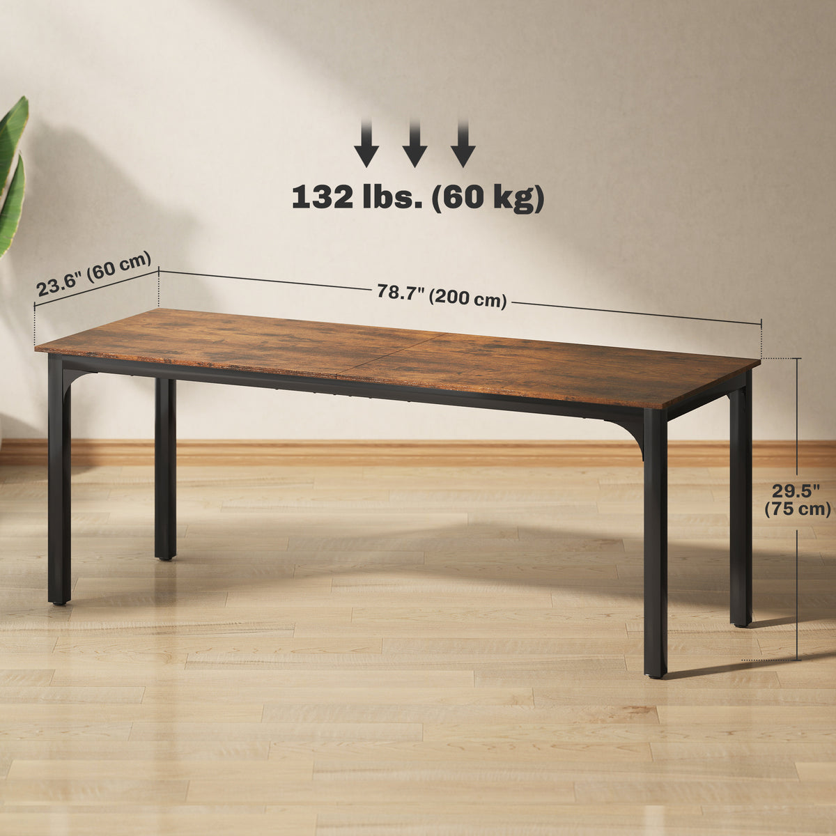 71" Computer Desk, Desktop Desk with Metal Legs, Rustic Brown