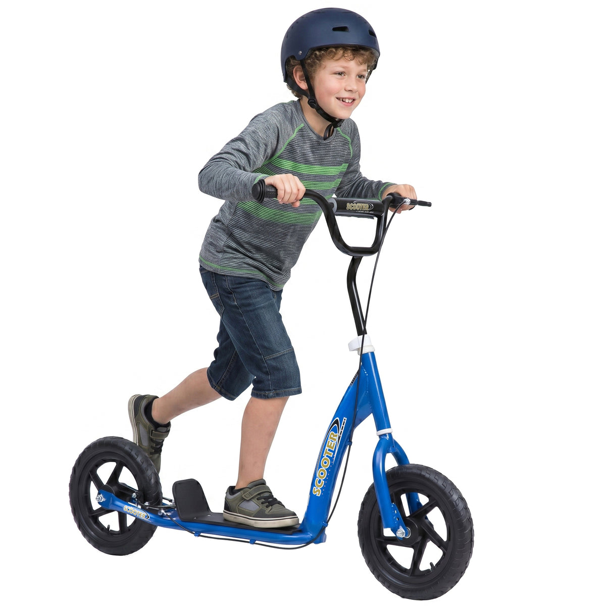 Adjustable Kids Pro Stunt Scooter Children Street Bike Bicycle Ride On with 12” Tire (Blue)