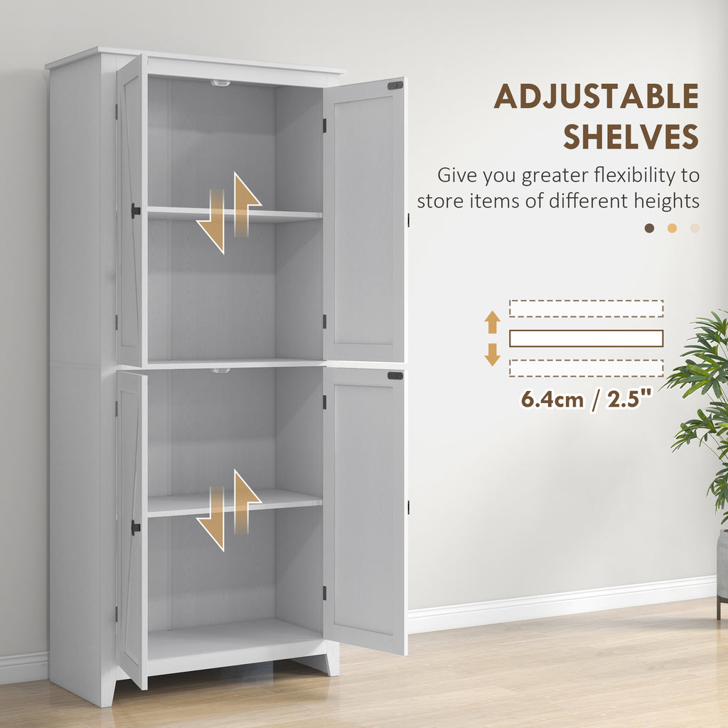 72" Freestanding Storage Cabinet, Kitchen Pantry Cabinet with Doors and Shelves for Dining Room, White
