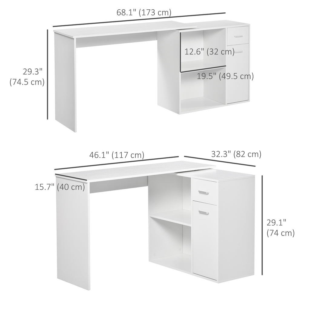 180° Rotating Home Office Corner Desk Storage Shelf Cabinet Black