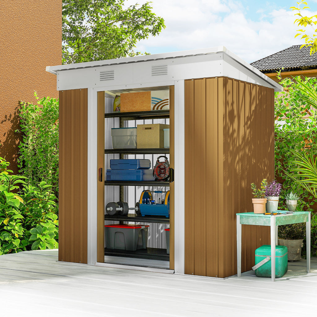 7' x 4' Outdoor Storage Shed, Metal Garden Shed with Lockable Sliding Doors and Vents, Grey