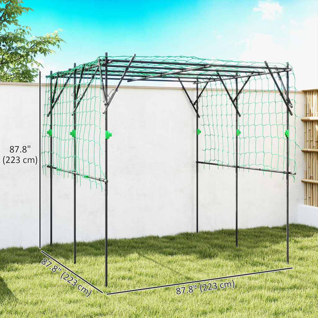 Garden Arch Cucumber Trellis for Climbing Plants, 7.3 FT Tall Metal Plant Trellis Support with Climbing Net, Black