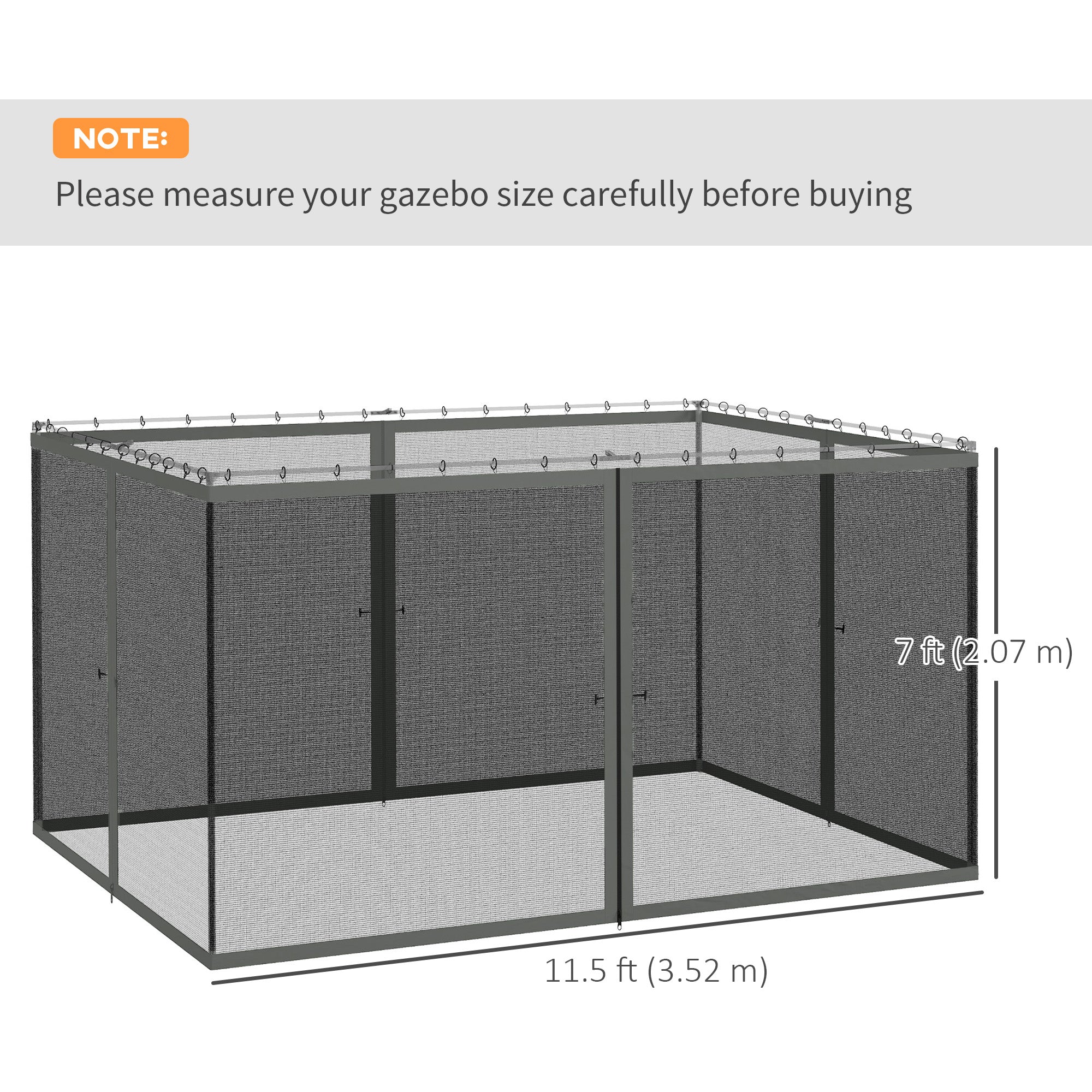 Replacement Mosquito Netting for Gazebo 10' x 12' Black Screen Walls for Canopy with Zippers, White
