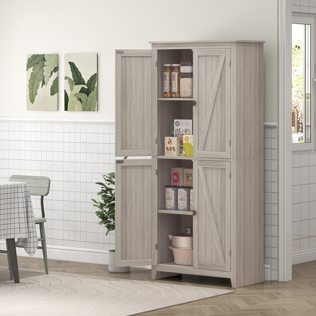 72" Freestanding Storage Cabinet, Kitchen Pantry Cabinet with Doors and Shelves for Dining Room, White