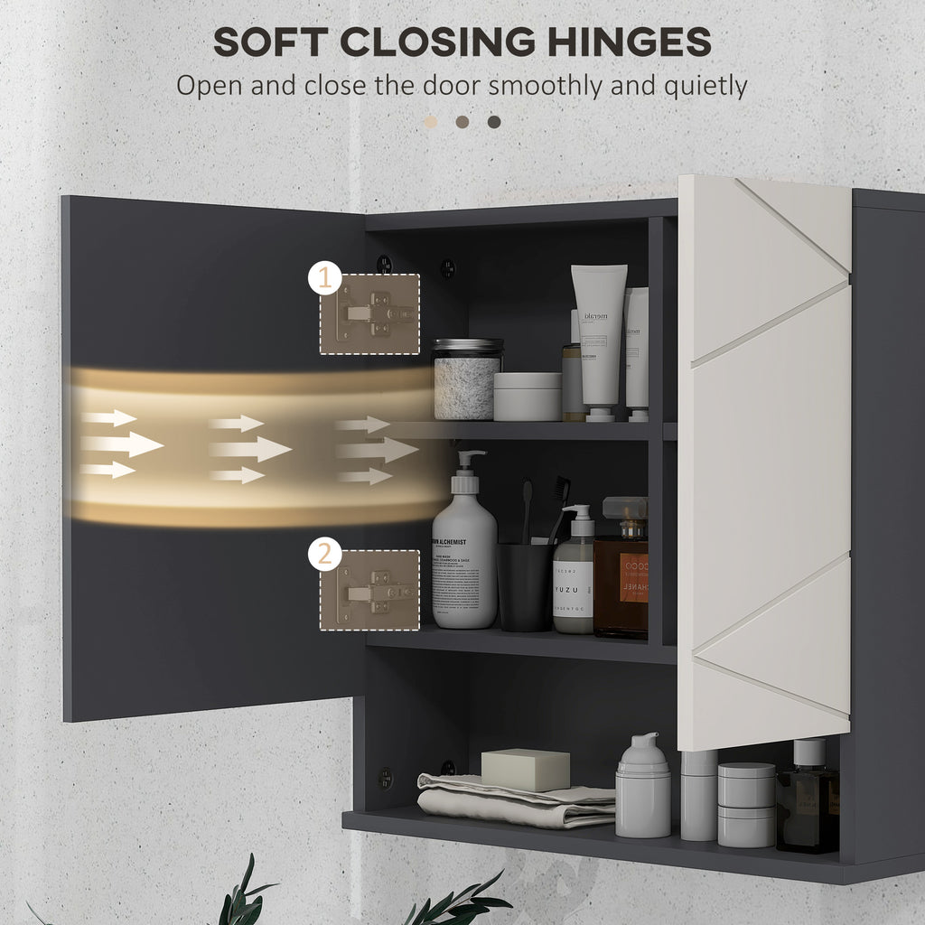 Medicine Cabinet, Wall Mounted Bathroom Mirror Cabinet with Mirrored Door, Adjustable Shelf and Soft Close Mechanism, Light Grey