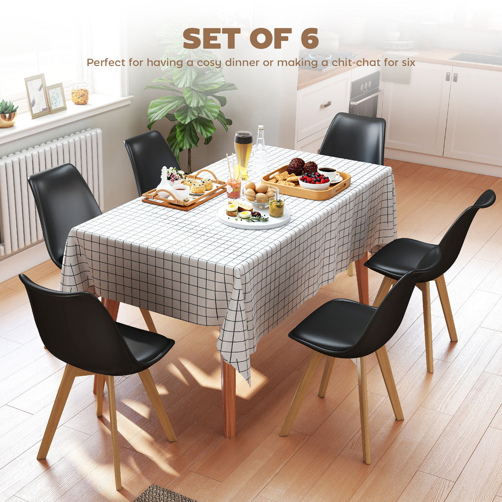 Modern Dining Table Chairs Set of 4, Rubber Wood Kitchen Table Chairs with PU Leather Cushion for Living Room, Bedroom