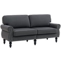 Stylish Midback Double Sofa with Sponge Padding, 2 Seater Sofa Couch, with Rubber Wood Leg, Dark Grey