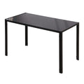Rectangular Kitchen Table for 4 People, Dining Table with Tabletop Tempered Glass for Dining Room, Living Room, Black
