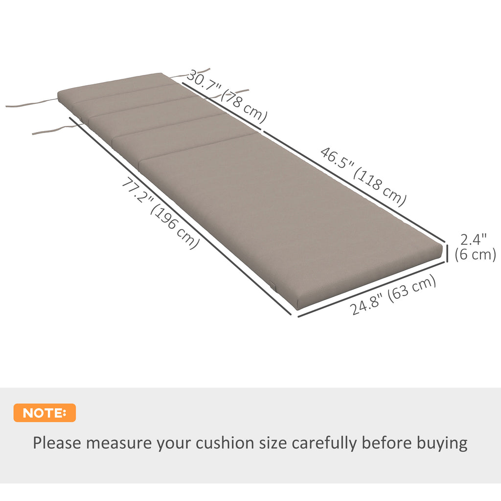 Patio Chaise Lounge Chair Cushion Replacement Sun Lounger Pads with Headrest and Ties, Dark Grey