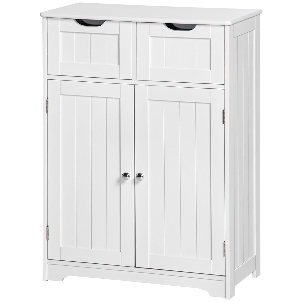 Bathroom Cabinet, Bathroom Storage Cabinet with 2 Drawers, Adjustable Shelf for Living Room, Entryway, White