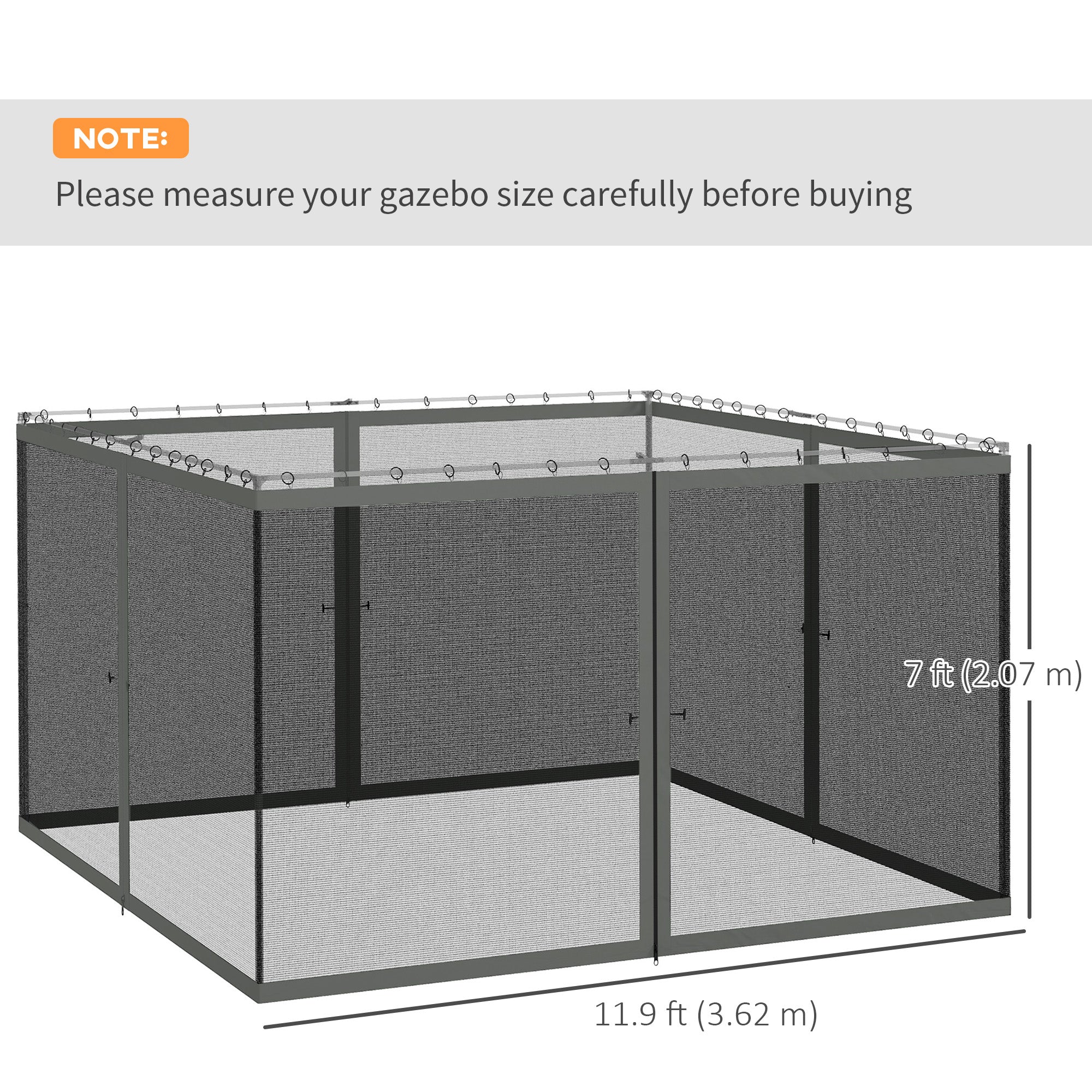 Replacement Mosquito Netting for Gazebo 10' x 12' Black Screen Walls for Canopy with Zippers, White