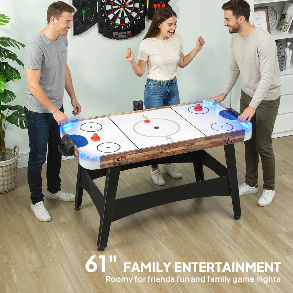 Soozier 61" Air Hockey Table, Arcade Game Table with LED Scoreboard and Manual Scorers, Pushers, Pucks