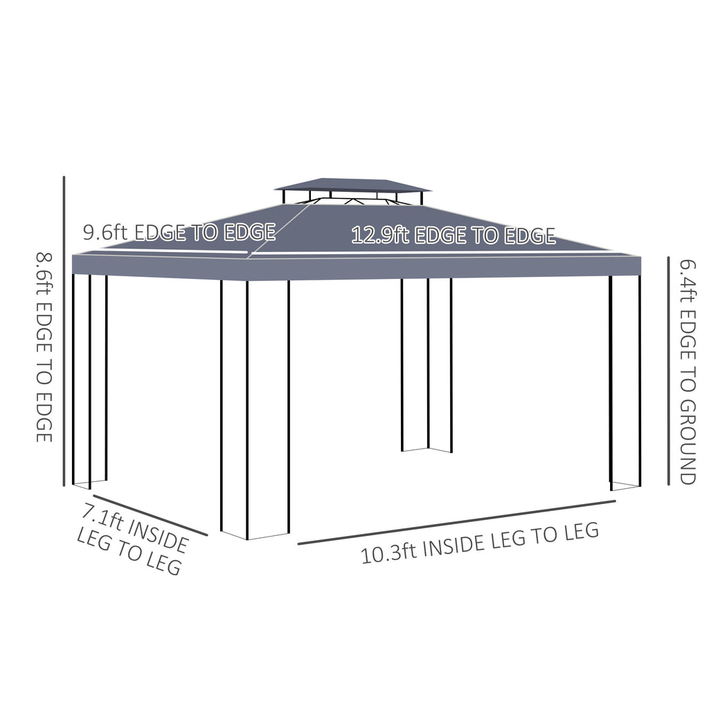 10' x 13' ደጋዊ ጋዜቦ፣ ድርብ ጣሪያ ደጋዊ ጋዜቦ ካኖፒ መከላኸሊ ምስ ስክሪን ዝሓበረ ኣእማን ፍሬም፣ ጻዕዳ
