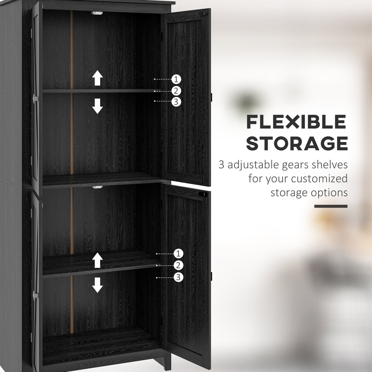 72" Freestanding Storage Cabinet, Kitchen Pantry Cabinet with Doors and Shelves for Dining Room, White