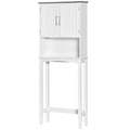 Modern Over The Toilet Storage Cabinet, Double Door Over Toilet Bathroom Organizer with Adjustable Shelf and Open Shelf, Space Saver, White