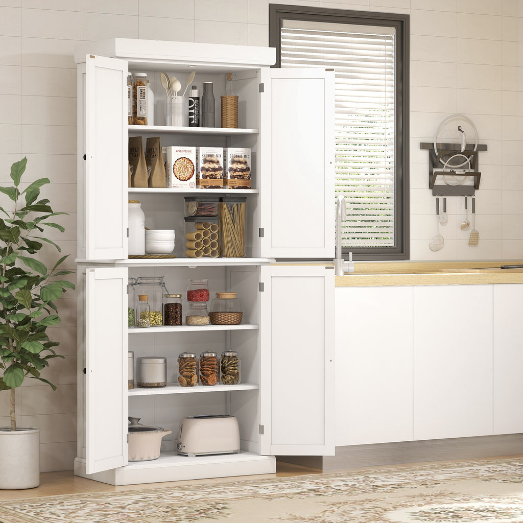 72.5" Freestanding Kitchen Pantry Cabinet with 4 Doors, Black