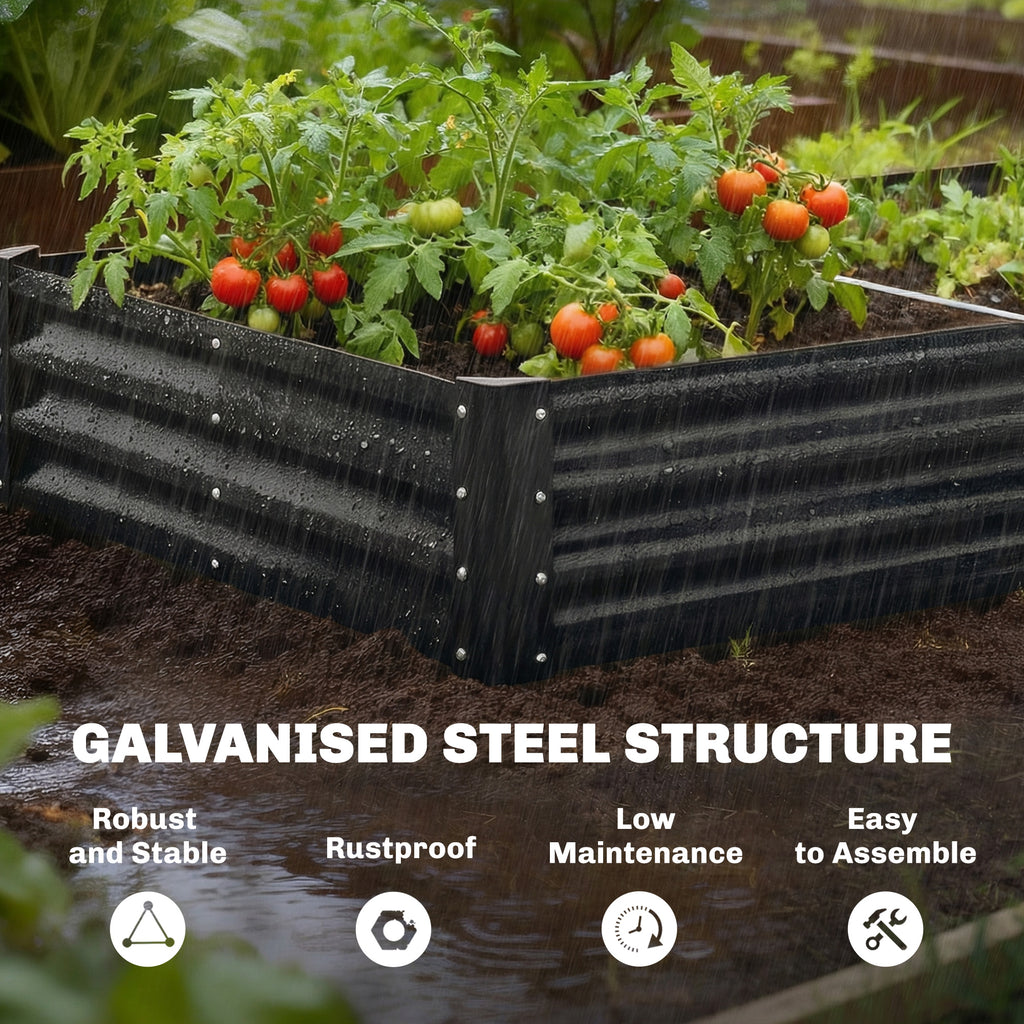 8 x 1.3 x 1.5ft Galvanized Raised Garden Bed, Reinforced Outdoor Planter Box with Open Bottom, Green