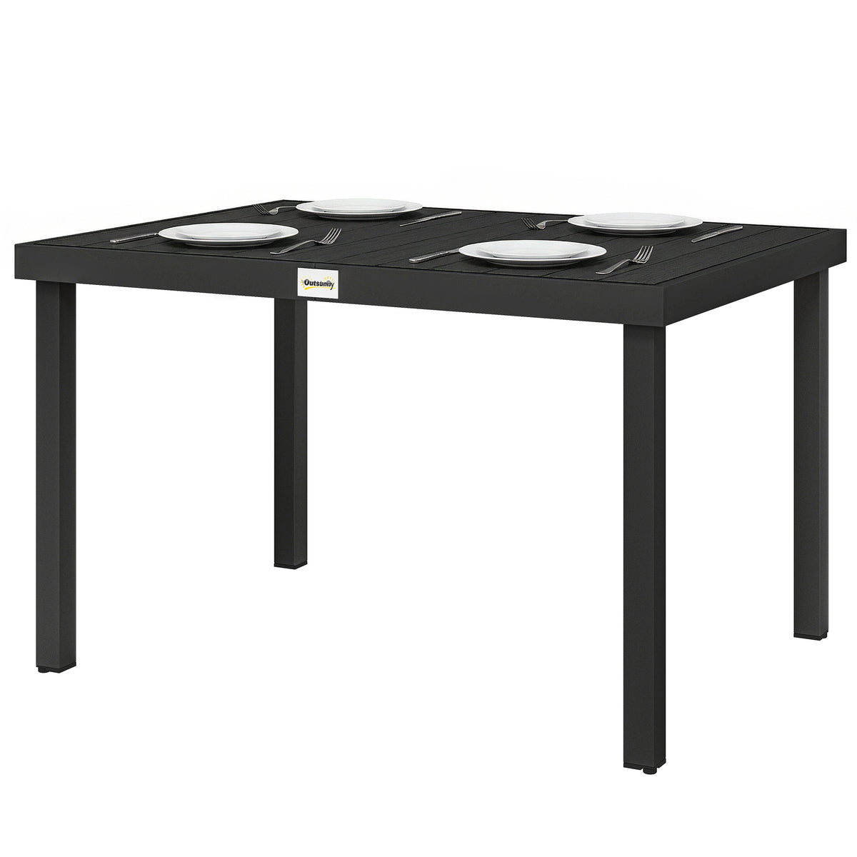 Aluminum Outdoor Dining Table for 6, Patio Rectangular Table, 47.2" x 35.4" x 29.1", Black