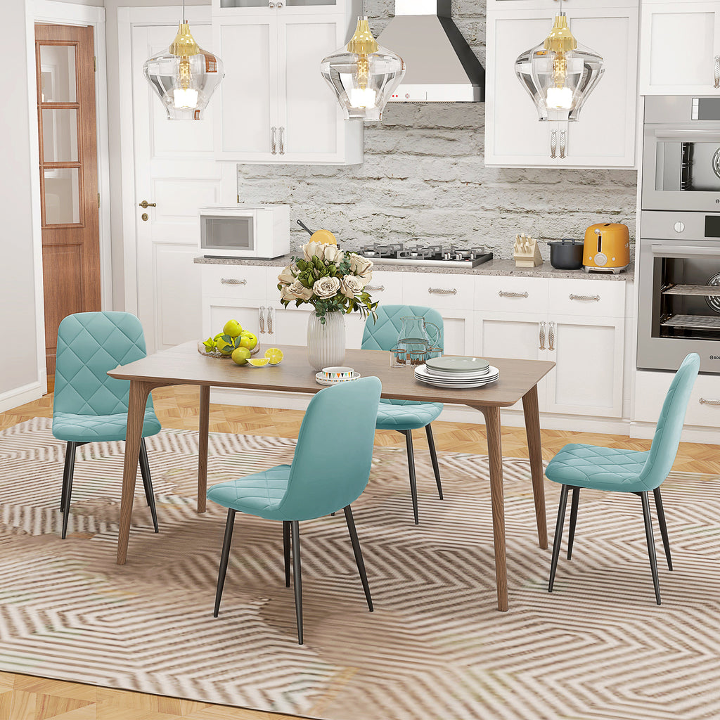Dining Chairs Set of 4, Upholstered Dining Room Chairs with Steel Legs, Modern Kitchen Chair for Dining Room, Grey
