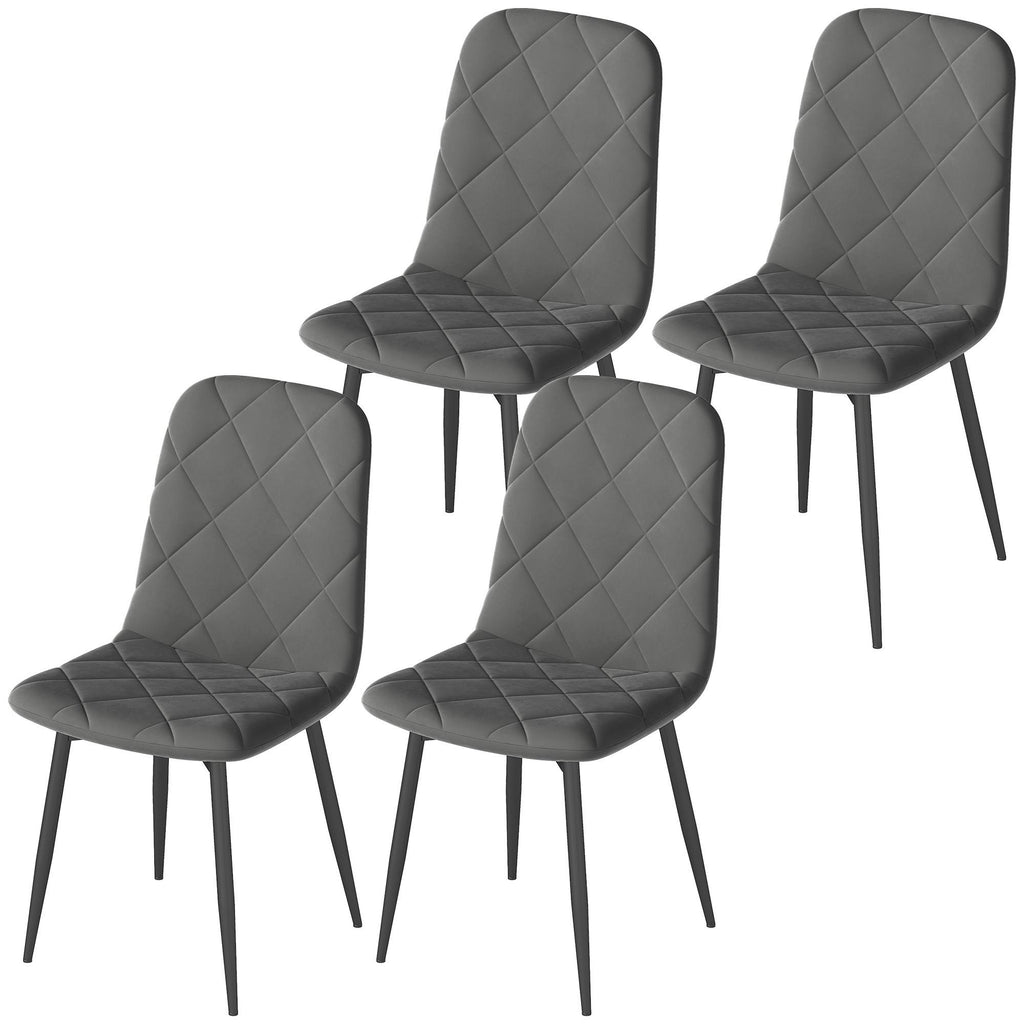 Dining Chairs Set of 4, Upholstered Dining Room Chairs with Steel Legs, Modern Kitchen Chair for Dining Room, Grey