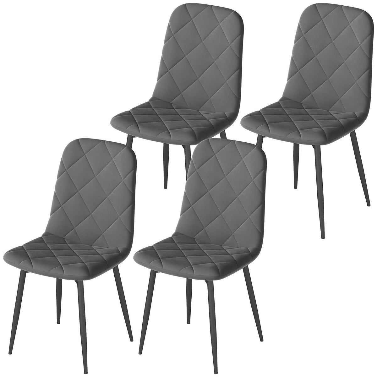 Dining Chairs Set of 4, Upholstered Dining Room Chairs with Steel Legs, Modern Kitchen Chair for Dining Room, Grey