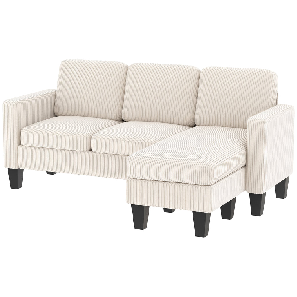 Sectional Sofa, L Shaped Couch, with Changeable Chaise or Ottoman, Cream White