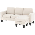 Sectional Sofa, L Shaped Couch, with Changeable Chaise or Ottoman, Cream White