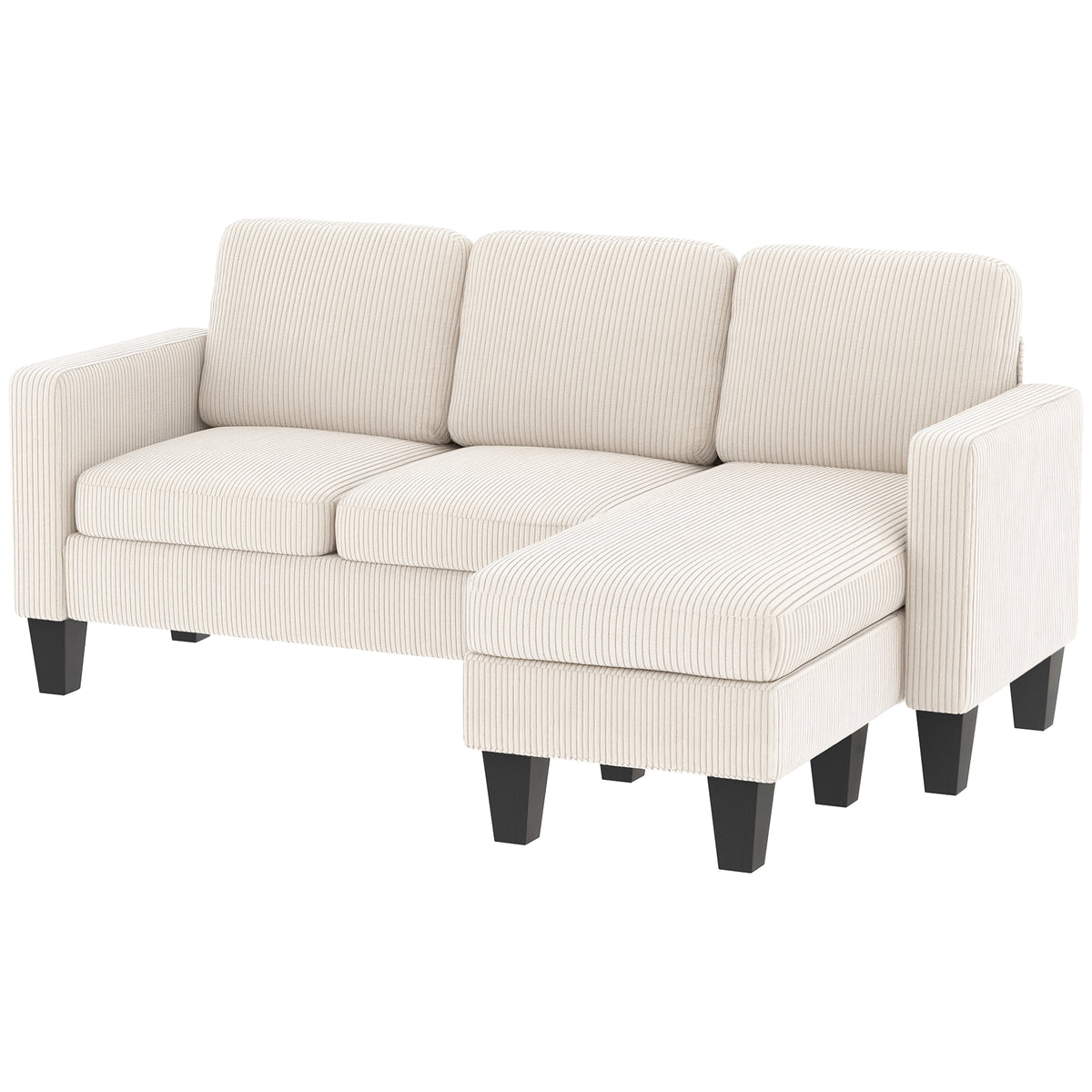 Sectional Sofa, L Shaped Couch, with Changeable Chaise or Ottoman, Cream White