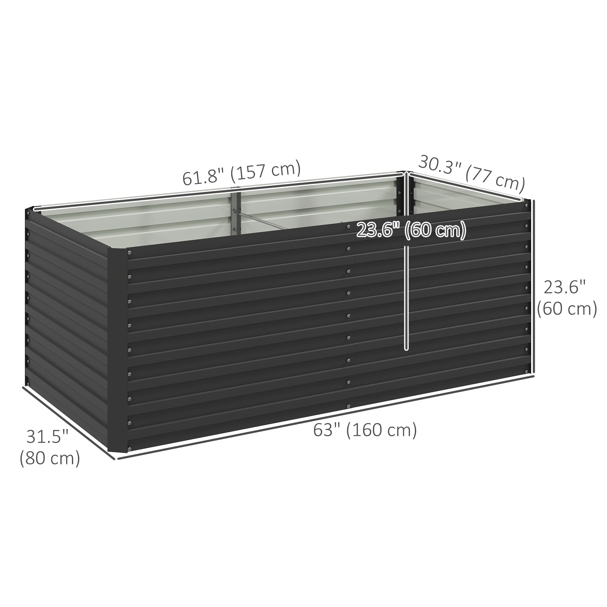 5' x 3' x 2' ዝዓቢ ልዕል ዝበለ ኣታኽልቲ ዓራት፣ ንዕምባባታት፣ ቅመማትን ኣሕምልትን ንምብቃል ዝጠቅም ጋልቫናይዝድ ዝተገብረ ኣታኽልቲ ሳጹን፣ ጸሊም ግራጫ