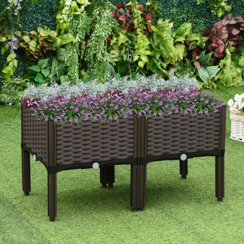 4-piece Raised Garden Bed PP Raised Flower Bed Plant Stand Stackable Vegetable Herb Grow Box