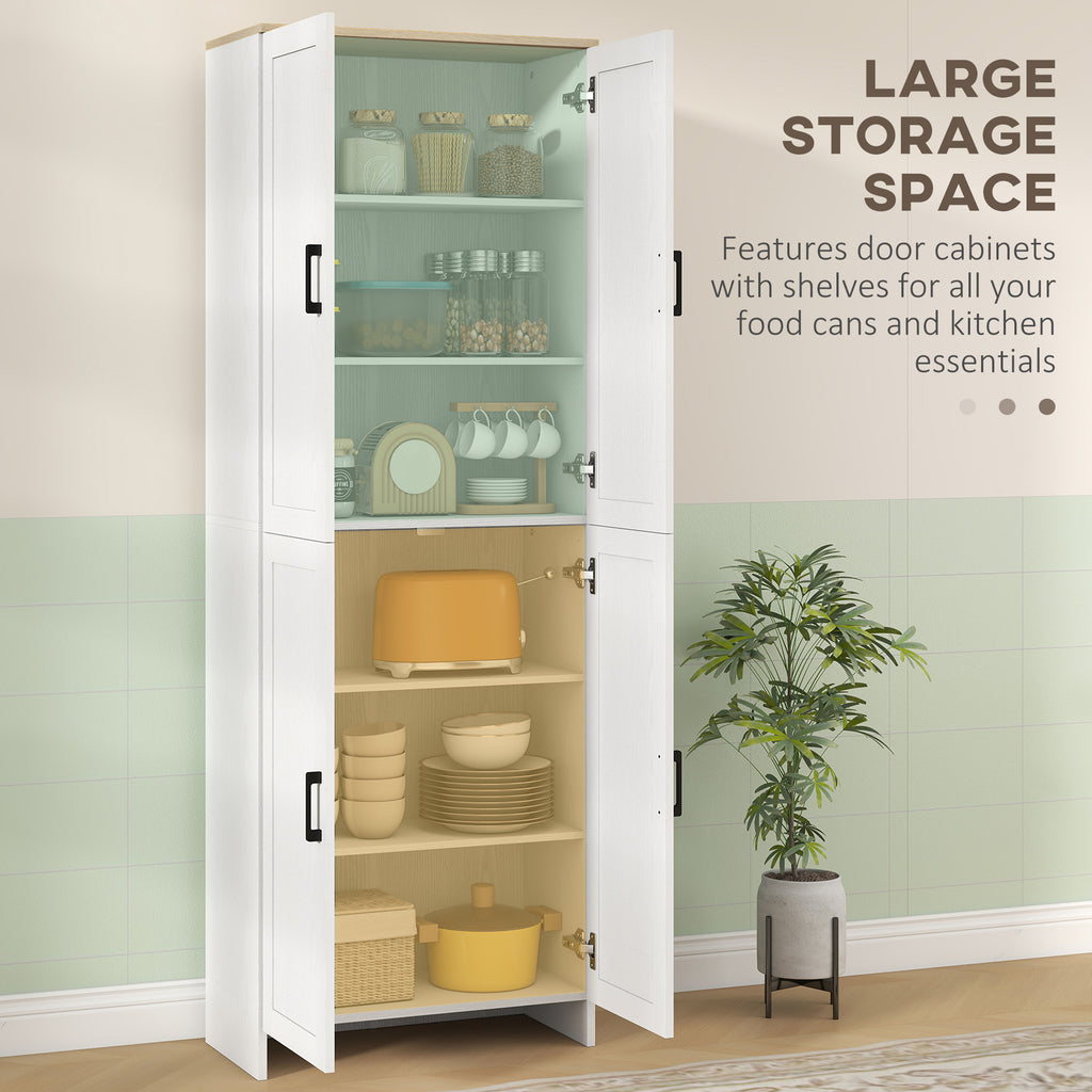 67" 4-Door Kitchen Pantry Cabinet, Freestanding Storage Cabinet Cupboard with Adjustable Shelves, White