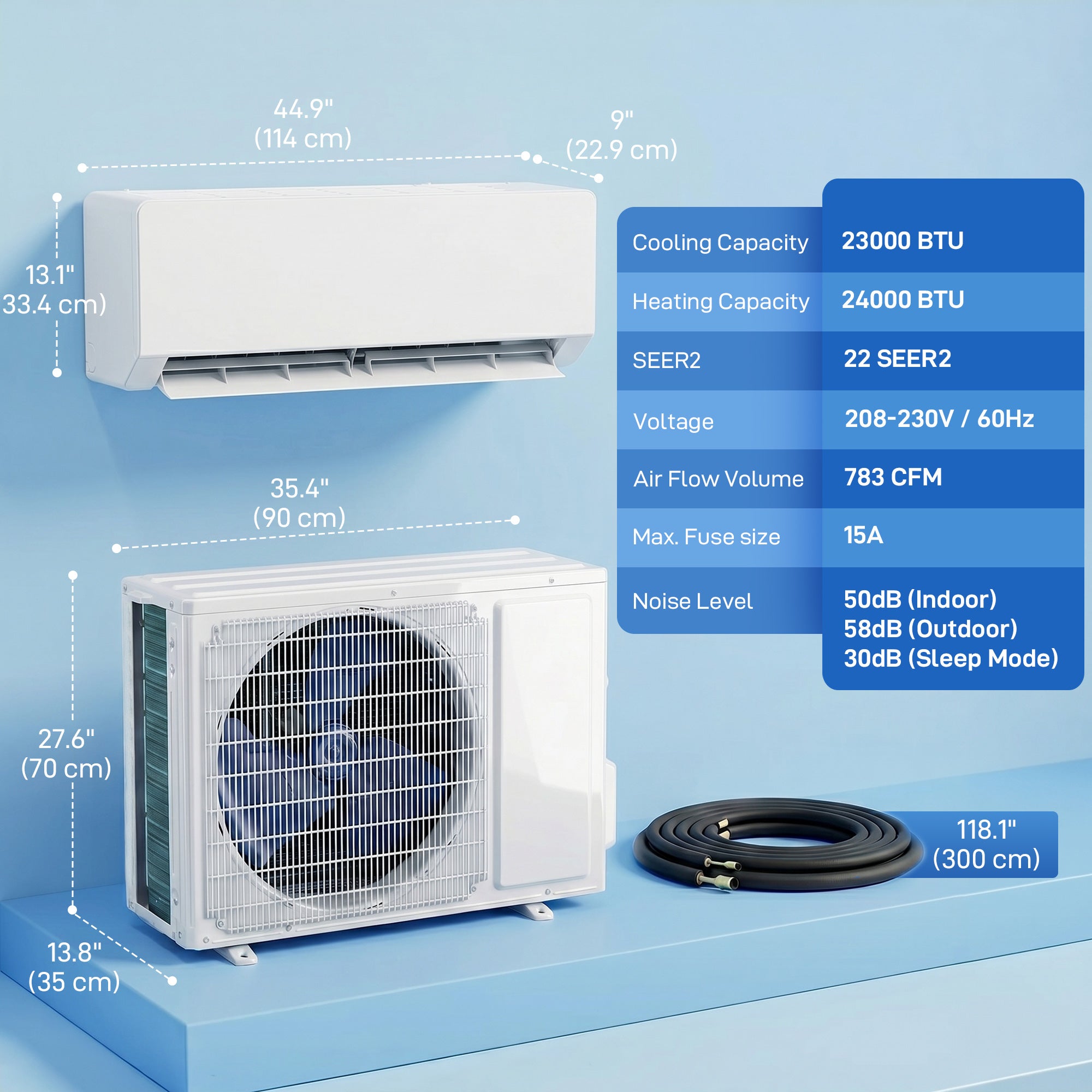 12000 BTU ሚኒ ስፕሊት ኣየር ኮንዲሽነር፣ 22 SEER2 115V ዋይፋይ ዘምህል ኢንቨርተር ኤሲ ዩኒትን ሙቐት ፓምፕን ክሳብ 750 ካሬ ጫማ ዘምስል