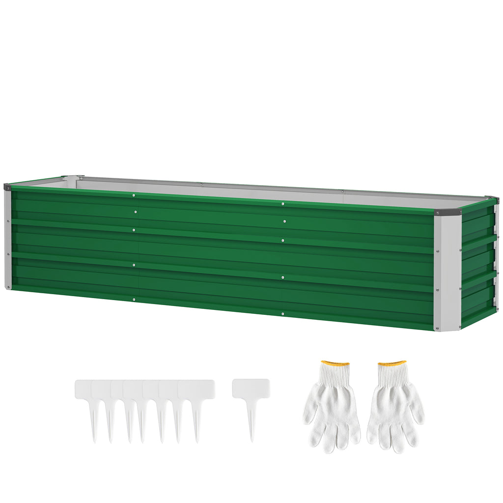 سرير حديقة مرتفع مجلفن 6' × 1.5' × 1.3'، صندوق زارع معدني كبير مرتفع مع قفازات تركيب للفناء الخلفي والباحة لزراعة الخضروات والأعشاب والزهور، أخضر