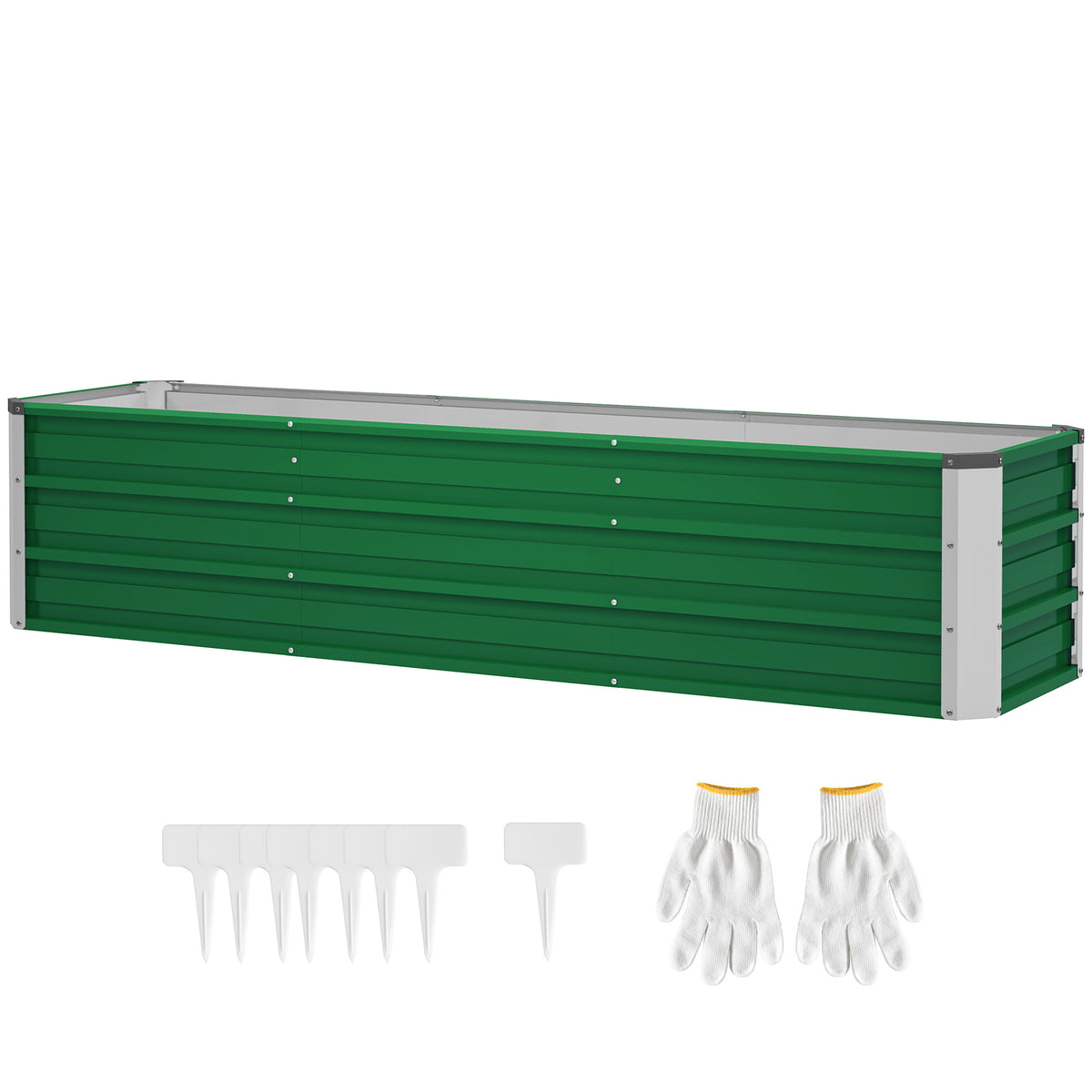 سرير حديقة مرتفع مجلفن 6' × 1.5' × 1.3'، صندوق زارع معدني كبير مرتفع مع قفازات تركيب للفناء الخلفي والباحة لزراعة الخضروات والأعشاب والزهور، أخضر