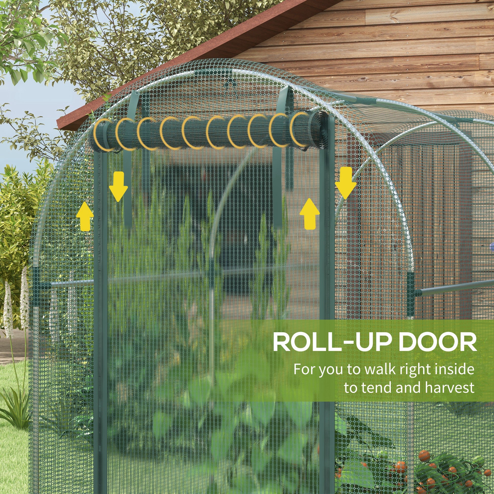 Galvanized Steel Crop Cage, Plant Protection Tent with Zippered Door, 4' x 4', Green