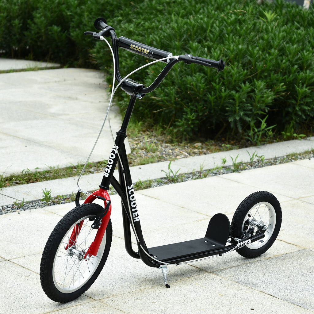 Aosom Youth Kick Scooter with Adjustable Handlebar and 16'' Inflatable Rubber Wheel for Kids and Teens 5+ Year Old, Blue