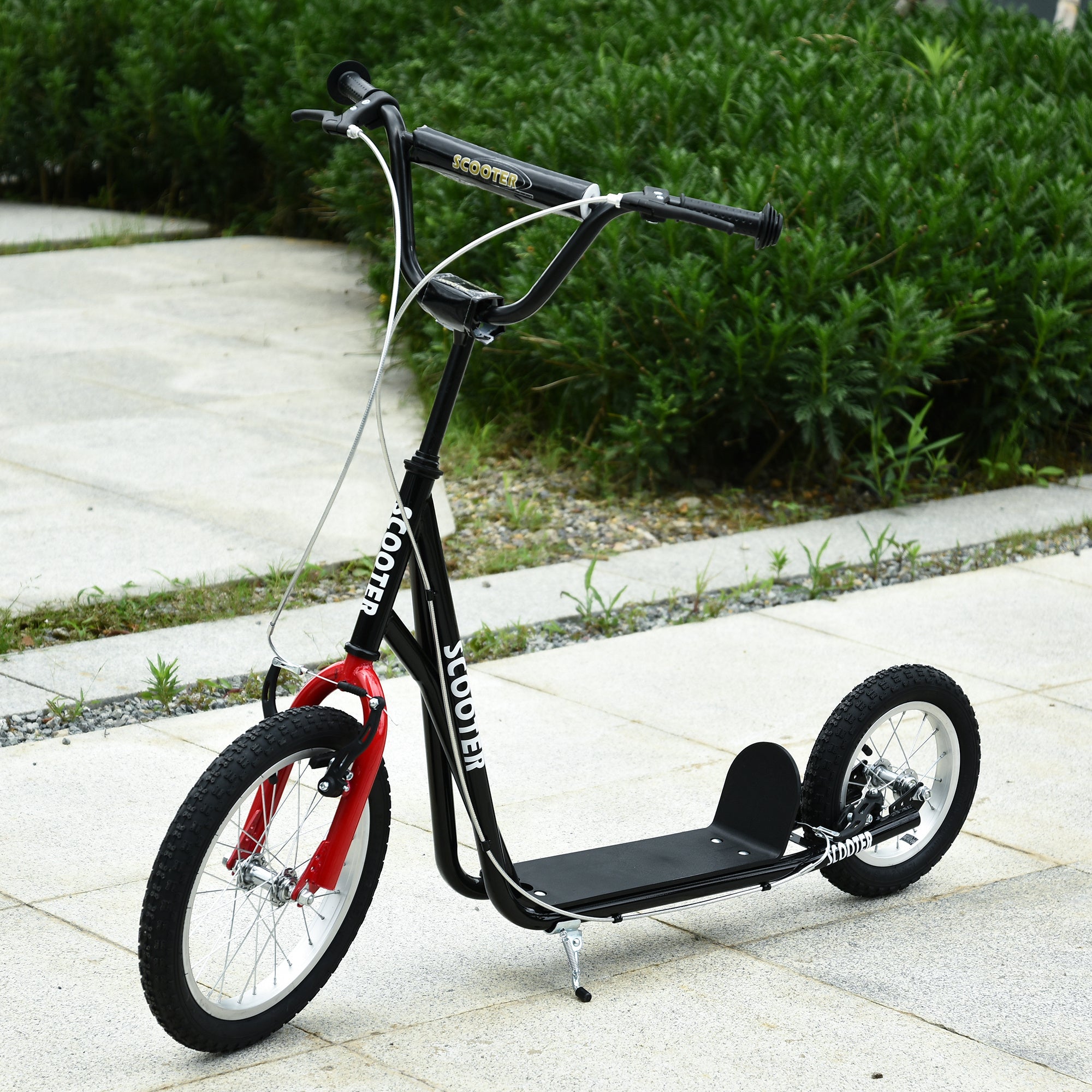 Aosom Youth Kick Scooter with Adjustable Handlebar and 16'' Inflatable Rubber Wheel for Kids and Teens 5+ Year Old, Blue
